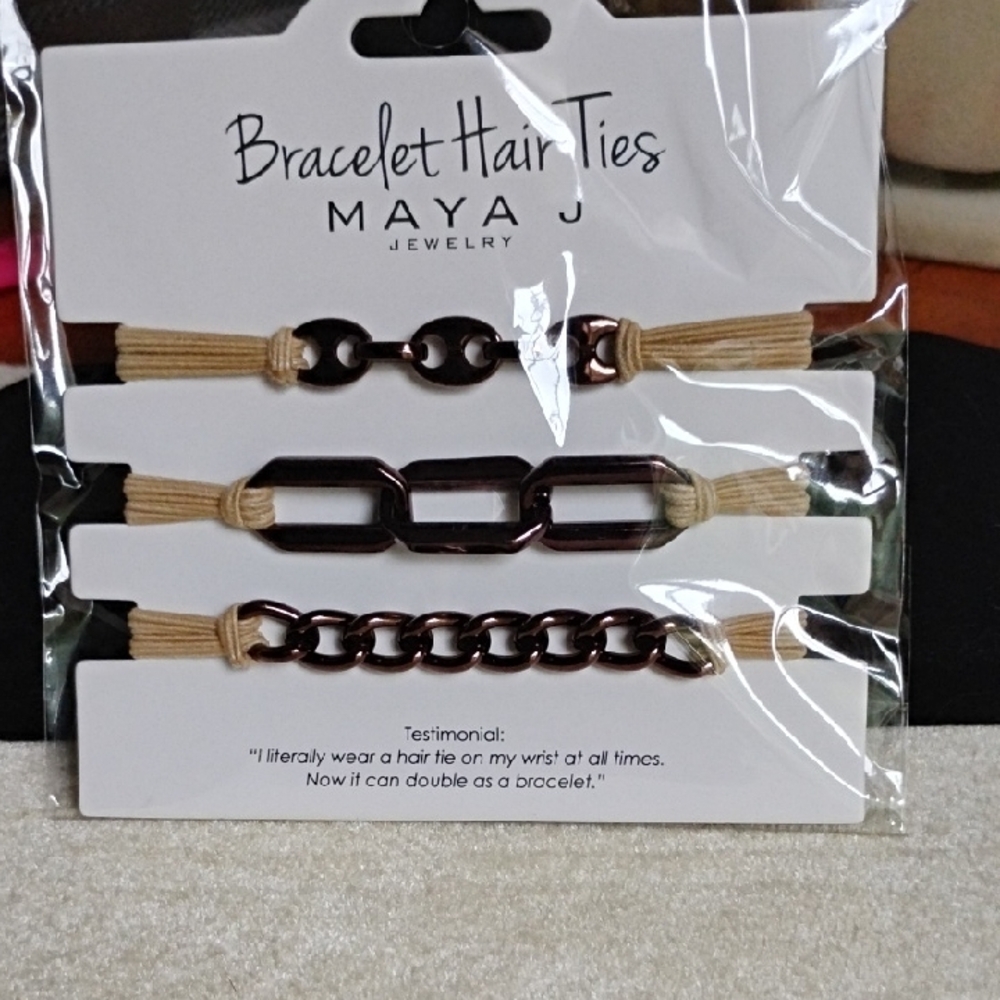 Maya Bracelet Hair Ties - Gold and Brown